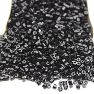 Perline di vetro ceche esagonali 11/0 2 Cut, Nero Opaco, Confezione da 20/50/100 grammi, Perline Preciosa Ornella, Perline da ricamo, Accessori per gioielli