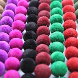 Velvet Beads For DIY Making 12 mm. Select Your Color, Vintage Beads. Rare Beads, Beads For Arts And Crafts, Balls Velvet Beads. Rare Supply