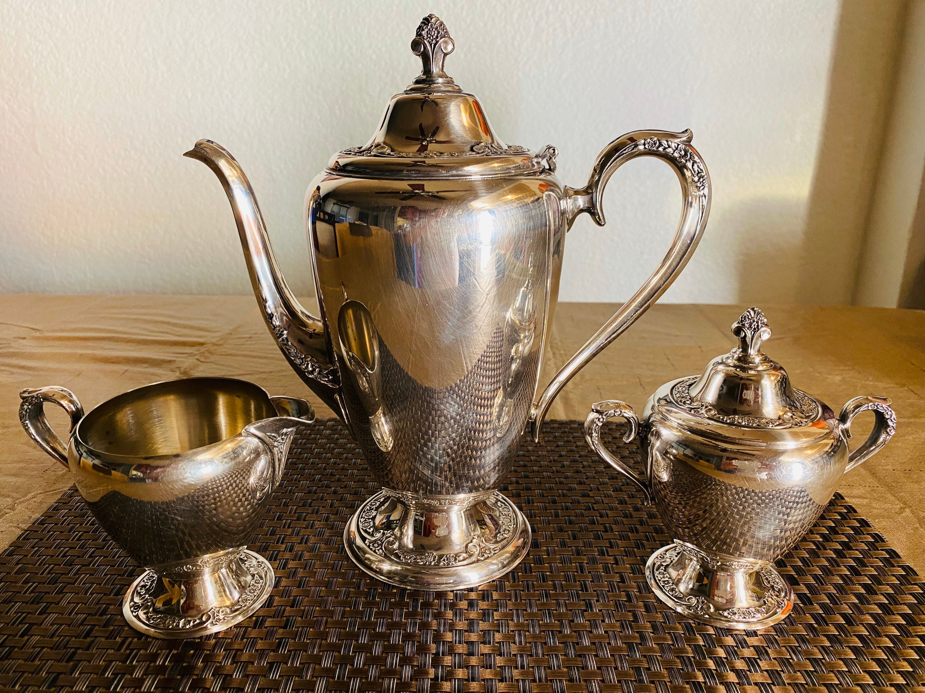 Rogers & Bro Silver Plated Teapot Set Vintage Silver Plated Etsy UK