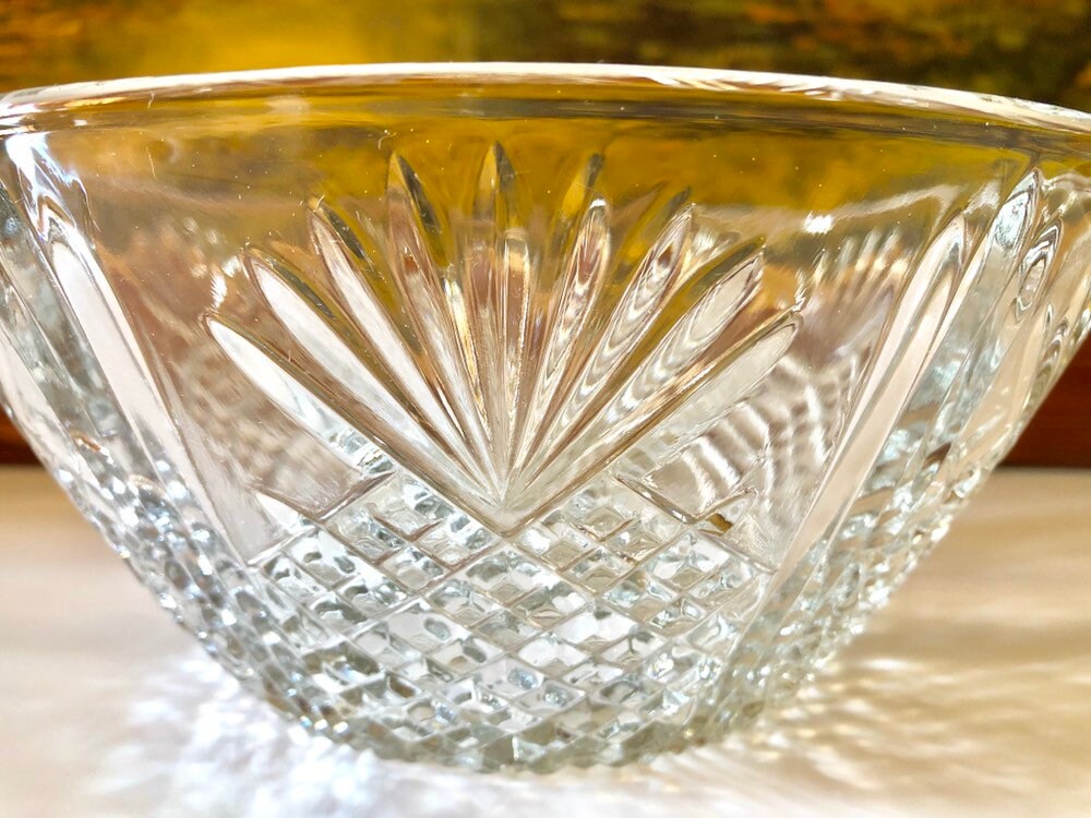 Vintage Italian Crystal Cut Glass Bowl Vintage Crystal Bowl Italain