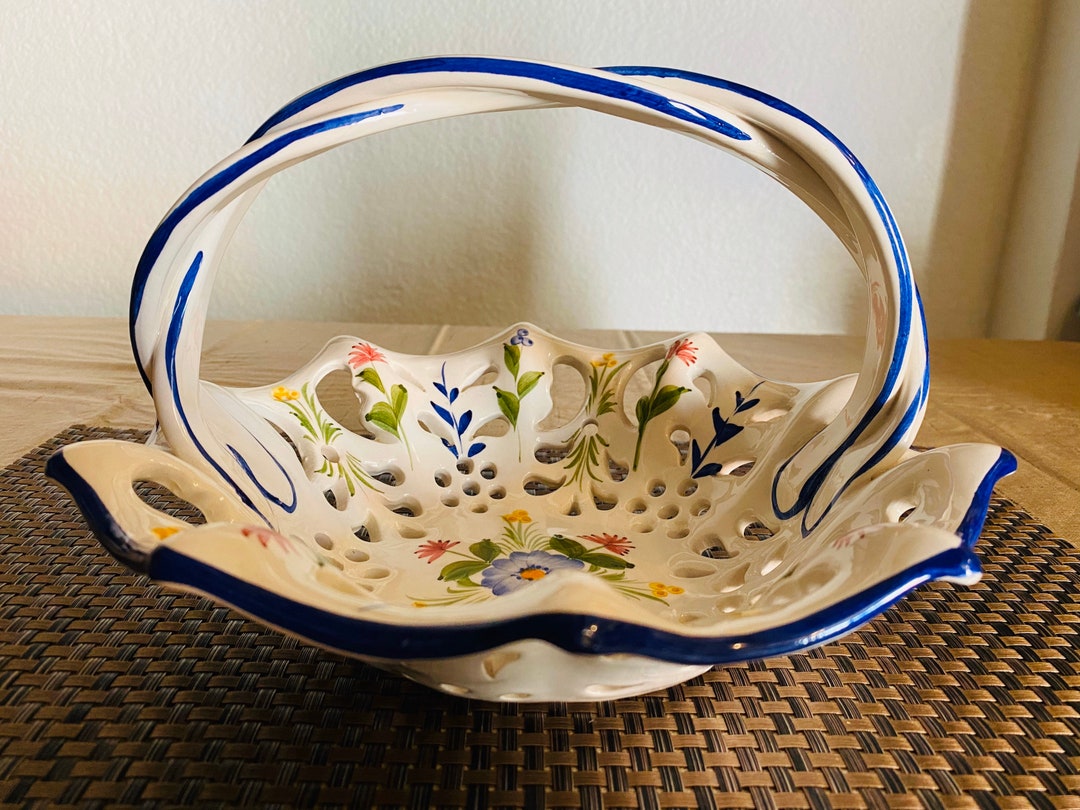 Vintage Handbemalte florale Porzellan Korb Made in Portugal Etsy.de