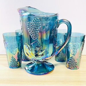 Blue Carnival Glass - Etsy