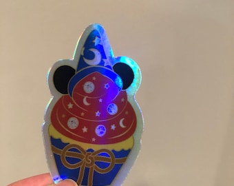 Mickey Mouse Sorcerer Sticker, Mickey Mouse Sticker, Holographic Sticker, Disney Sticker, Mickey Mouse, Cupcake Sticker, Mickey Mouse