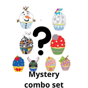Mystery Cupcake Pin Set, Disney Pin Set, Disney Fantasy Pin, Snow White Pin, Jack Skellington Pin, Tangled Pin, Sleeping Beauty Pin, Ariel