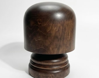 Wooden Hat Block on Stand – Handmade Millinery Tool for Hat Making - 14 Sizes - 4 Wood Finishes