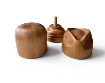 Fedora & Round Hat Block Set with Stand – Wooden Millinery Starter Kit for Cowboy,  Boater, Structured Hats - 14 Sizes - 4 Wood Finishes