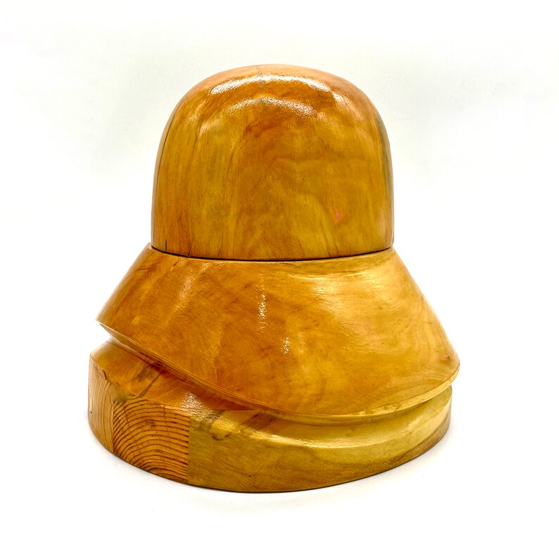Cloche Form for Hats Bucket Custom Mold Beautiful hat block made of natural wood varnished unvarnished Mold hat rack hat holder stand block head form for hats  wooden blocks craft show display stand storage stands Tool Supplies Tools