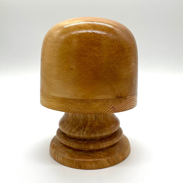 Bloc à chapeaux rond en bois sur support, support pour chapeaux et perruques, blocs à chapeaux personnalisés