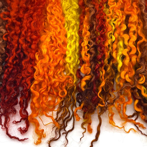 Curly Locks, Fairy Doll Hair, Hand Dyed Wool Fleece