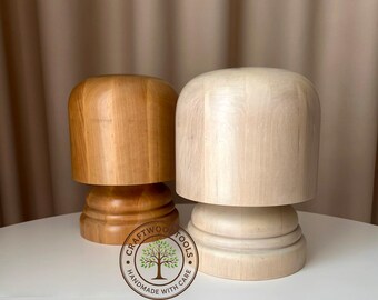Round Hat Block Style 52 – Wooden Open Crown Flat Top | Millinery
