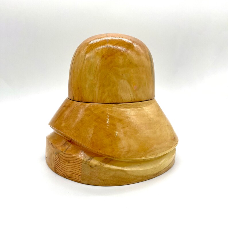 Hat Block Wood on Removable Stand, Cloche Hat Form, crown Hats Mold image 8