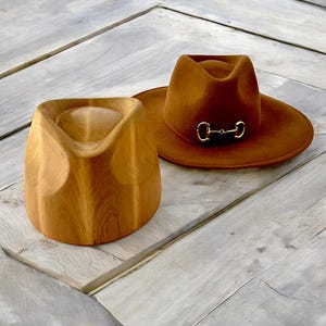 Wooden Fedora Crown Block – Handmade Millinery Tool for Crafting Cowboy & Brimmed Hats