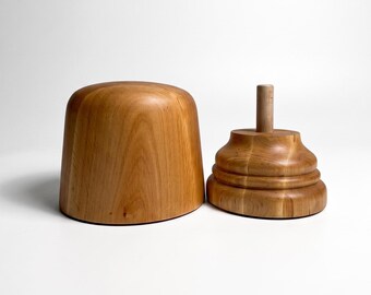 Regular & Long Oval Hat Block Style 51 on Stand – Handmade Wooden Millinery Tool for Hat Making - 14 Sizes - 4 Wood Finishes