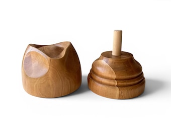 Fedora Crown Hat Block with Universal Stand – Handmade Millinery Tool for Cowboy Hats - 14 Sizes - 4 Wood Finishes
