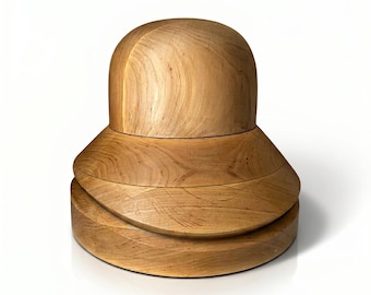 Cloche Hat Block – Wooden Dome Crown & Brim for Blocking Felt, Straw, Sinamay | 14 Sizes -  4 Wood Finishes