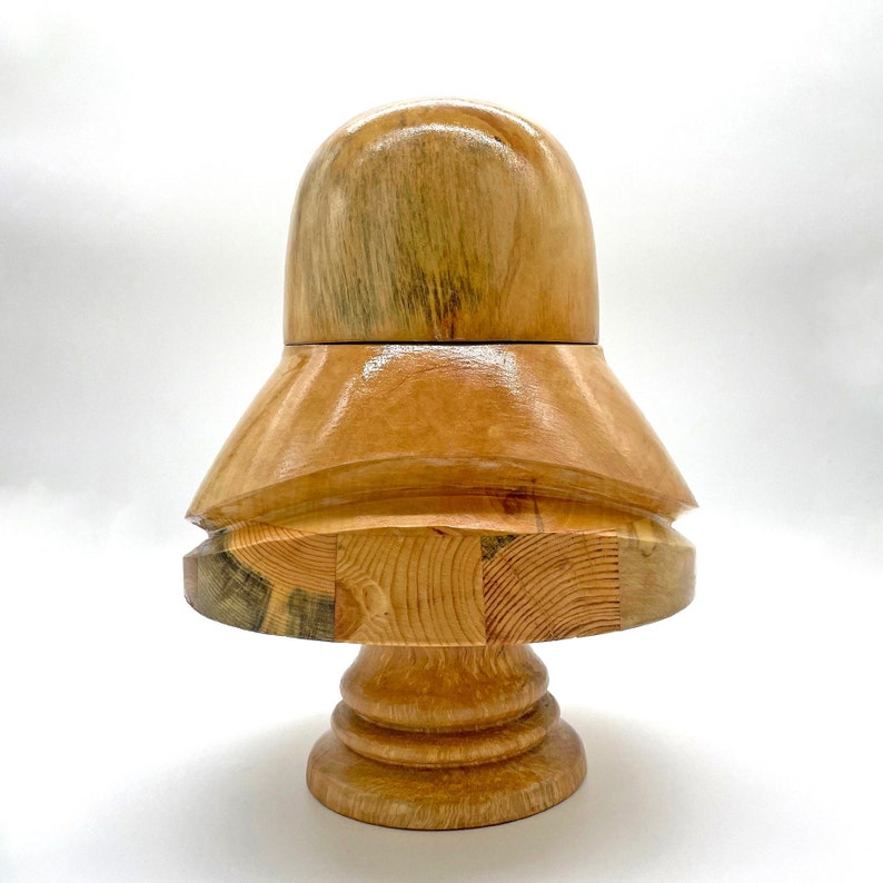 Hat Block Wood on Removable Stand, Cloche Hat Form, crown Hats Mold image 6