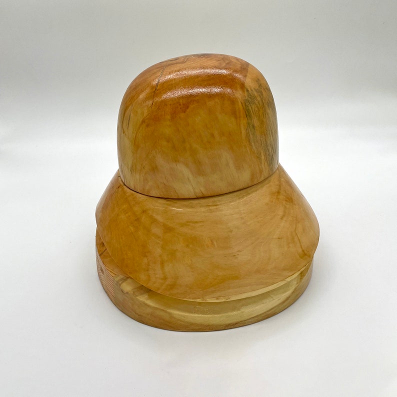 Hat Block Wood on Removable Stand, Cloche Hat Form, crown Hats Mold image 7