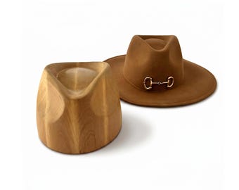Wooden Fedora Crown Hat Block – Handmade Millinery Tool for Crafting Cowboy Hats - 14 Sizes - 4 Wood Finishes