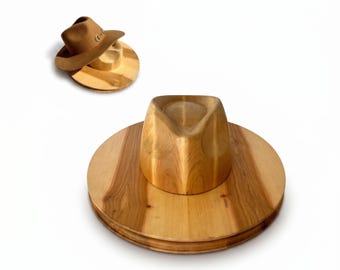 Fedora Hat Block Set – Wooden Crown & Brim for Classic Fedora, Dress Hats | 14 Sizes, 4 Wood Finishes