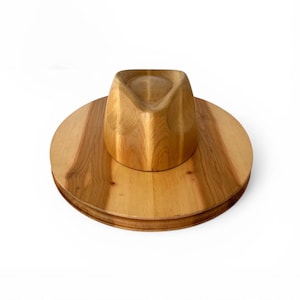 Fedora Hat Block Set – Wooden Crown & Brim for Classic Fedora, Dress Hats | 14 Sizes, 4 Wood Finishes