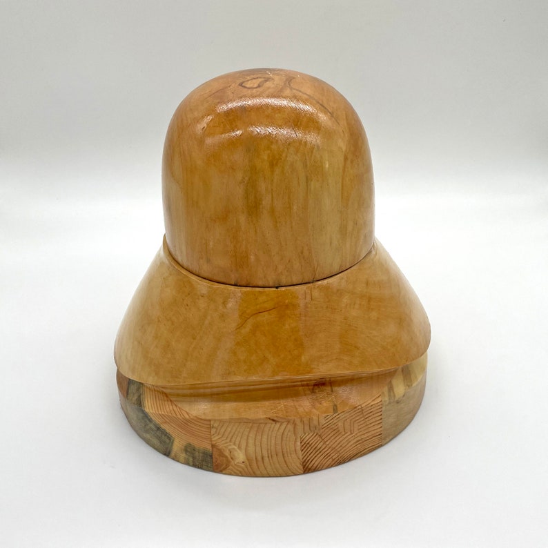 Hat Block Wood on Removable Stand, Cloche Hat Form, crown Hats Mold image 5