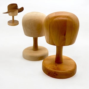 Handmade Wooden Hat Stand – Hat Block and Wig Stand for Display & Storage