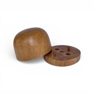 Wooden Hat Block – Round & Oval - Open Crown Mold with Brim Plate Extender - Millinery Tools