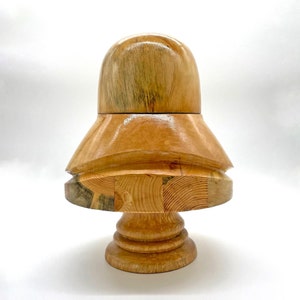 Hat Block Wood on Removable Stand, Cloche Hat Form, crown Hats Mold