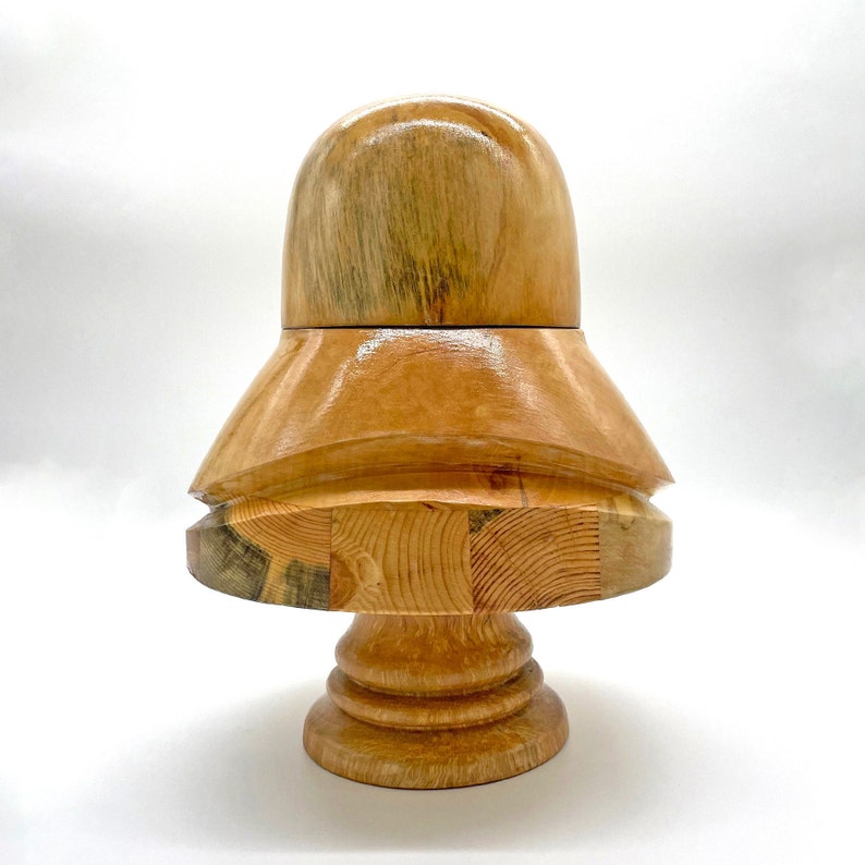 Cloche Form for Hats Bucket Custom Mold Beautiful hat block made of natural wood varnished unvarnished Mold hat rack hat holder stand block head form for hats  wooden blocks craft show display stand storage stands Tool Supplies Tools