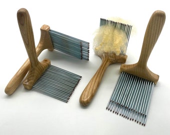 Hand Combs for Wool Carding, Set of 2 Hand Carders, Spinning Wool