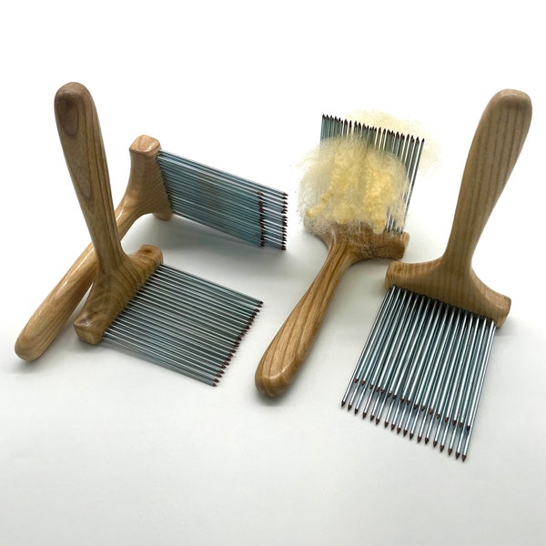 Hand Combs for Wool Carding, Set of 2 Hand Carders, Spinning Wool