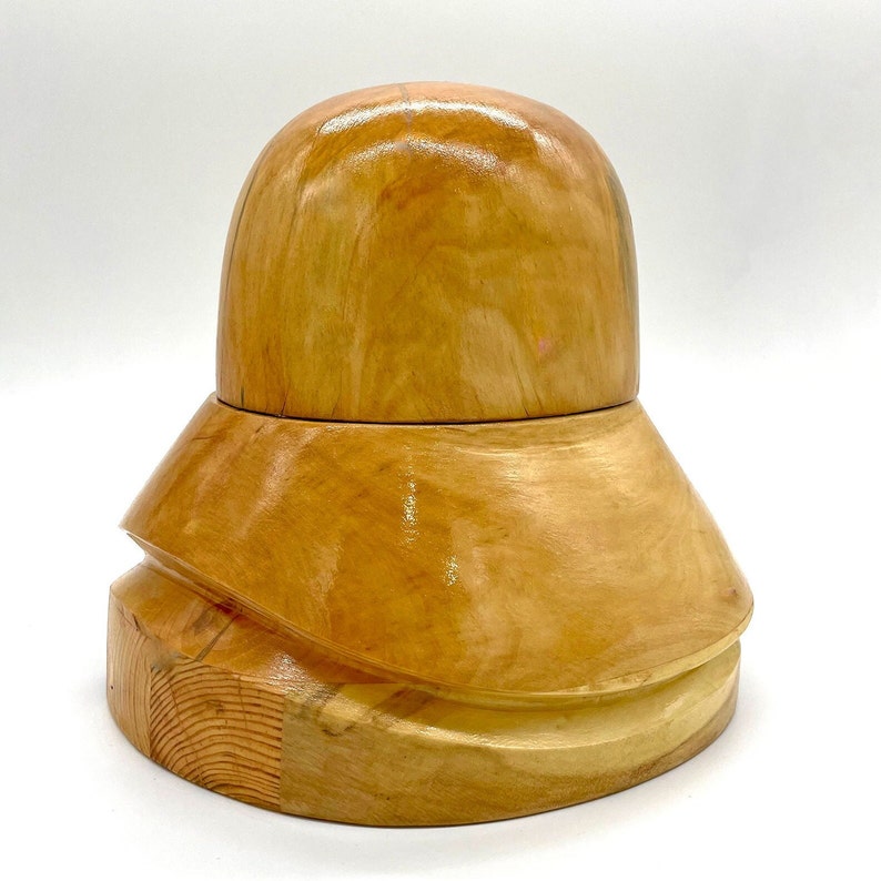 Cloche Form for Hats Bucket Custom Mold Beautiful hat block made of natural wood varnished unvarnished Mold hat rack hat holder stand block head form for hats  wooden blocks craft show display stand storage stands Tool Supplies Tools