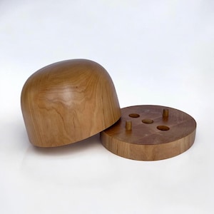 Wooden Hat Block – Handmade Open Crown Mold with Brim Plate Extender - Millinery Tools & Supplies