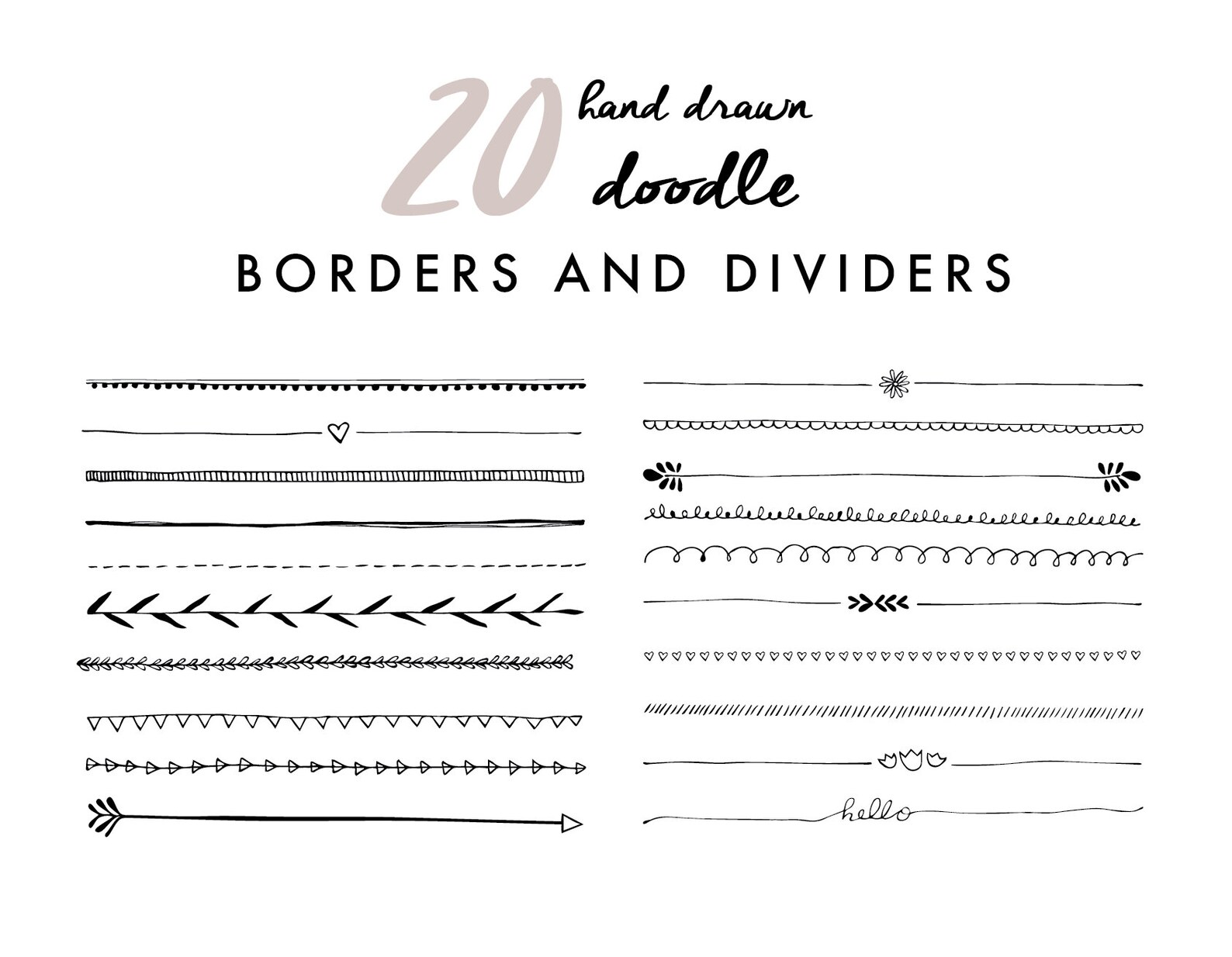 Hand Drawn Borders Silhouette SVG Clip Art. Planner Bullet Journal
