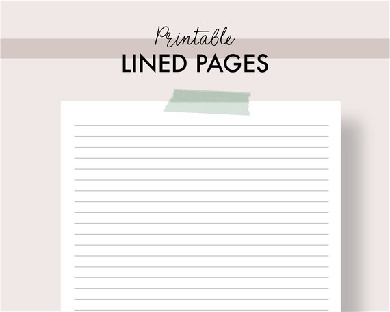 printable lined pages bullet journal lined page insert etsy