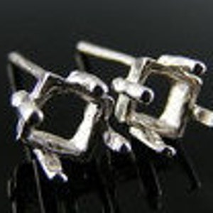 ER17 Sterling Silver Earring Setting, 5 MM Square Gemstone