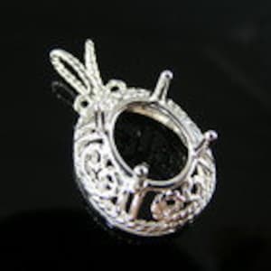 P27 Sterling Silver Pendant Setting, 11x9 mm Oval Gemstone