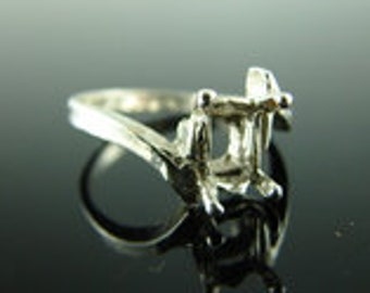 5730 Ring Setting Sterling Silver Size 9.75, 8x6mm Emerald Cut Gemstone