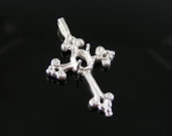 3177 Pendant Setting Sterling Silver Cross, 7X5 MM Oval Gemstone, free shipping