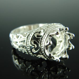6212 Ring Setting Sterling Silver Size 7.75, 10 mm Round Gemstone
