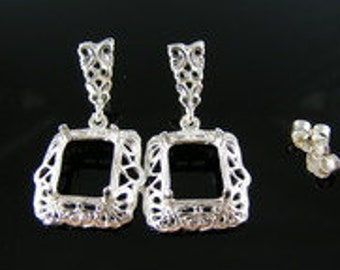 ERP6A Earring Setting Sterling Silver, 10X8MM Emerald Gemstones