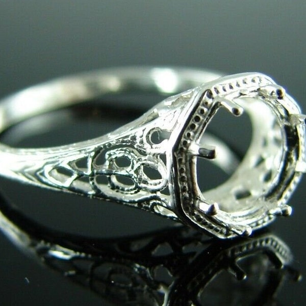 6198 Sterling Silber Ring 7 mm, 7 mm runder Edelstein, Größe 8,25 [Versandkostenfrei und größenlos]