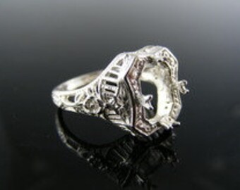 5577 Ring Setting Sterling Silver, 8x6 mm Rectangle Stone Size 6.75