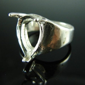 2878 Sterling Silver Ring Setting, 14x10 MM Pear Faceted Gemstone, Size 7 [Free Shipping and Sizing]
