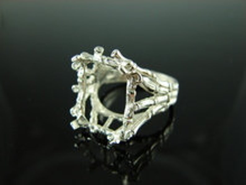 D5740 Ring Setting Sterling Silver Size 8.25 14x12mm Emerald Cut Gemstone