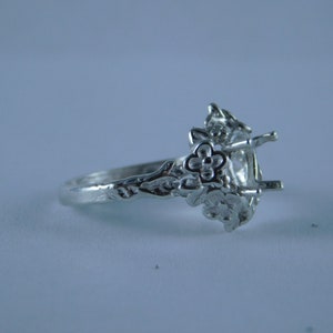 6690 Sterling Silver Ring Setting, 8x6 Pear Faceted, Size 5.25 [Free Shipping & Sizing]