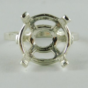 6643 Sterling Silver Ring Setting, 14mm Round Faceted, Size 8.5