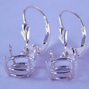 ER43 Sterling Silver Earring Setting, 9 MM Faceted or 8 MM Cabochon Round Gemstone [Free Shipping]