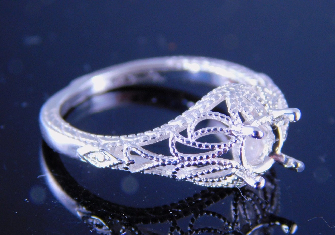 Edwardian Filigree Engagement Ring Transitional Brilliant Cut 18k White  Gold - petersuchyjewelers