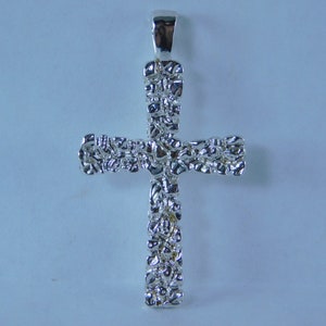 6842 Sterling Silver Large Nugget Cross Pendant [Free Shipping]